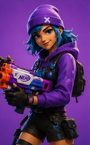 Skin gracza: dziewczyna w fioletowej czapce