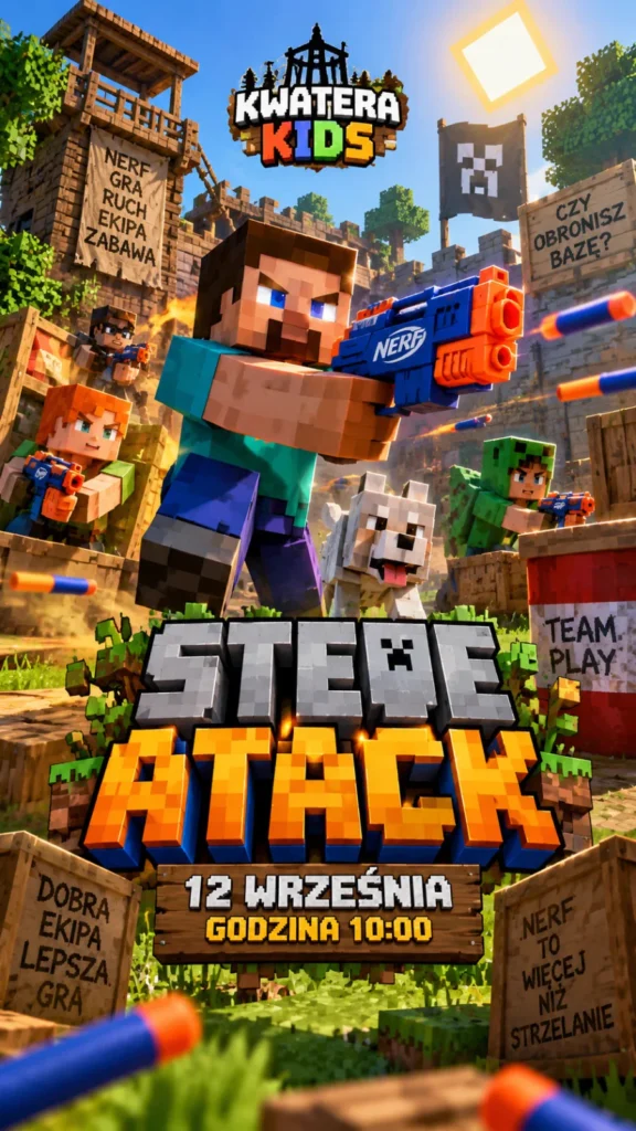 STEVE ATTACK · gra Nerf · 12 września - gra Nerf, KWATERA KIDS, Lodz