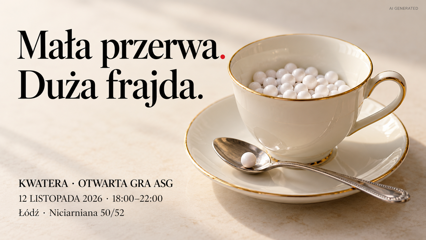 Czwartkowa gra otwarta ASG · 12 listopada - gra otwarta ASG, arena KWATERA Łódź